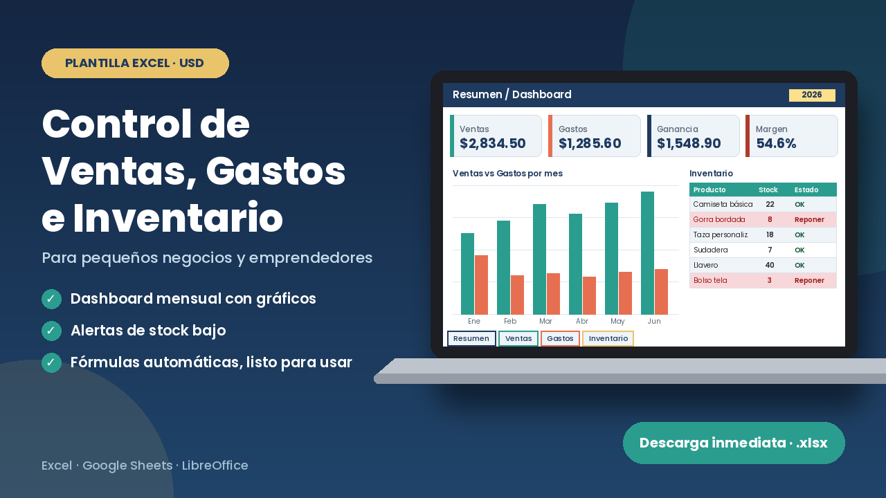 Portada: Control de Ventas, Gastos e Inventario